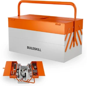 BUILDSKILL 5 Shelf Iron Tool Box BITB5 – Powder Coated Cantilever Storage Organizer